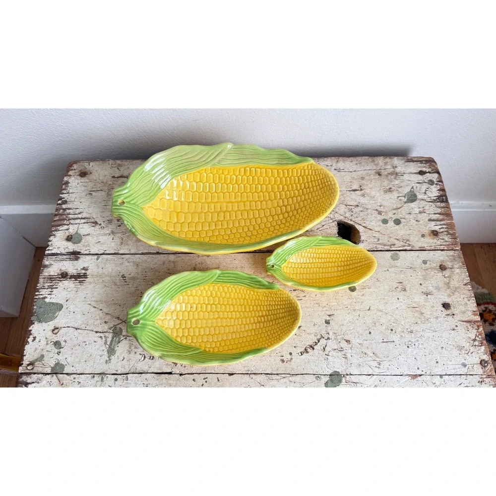 Vintage Weiss Hand Painted Corn Serving Bowls Set of 3 Brazil Yellow CSGC